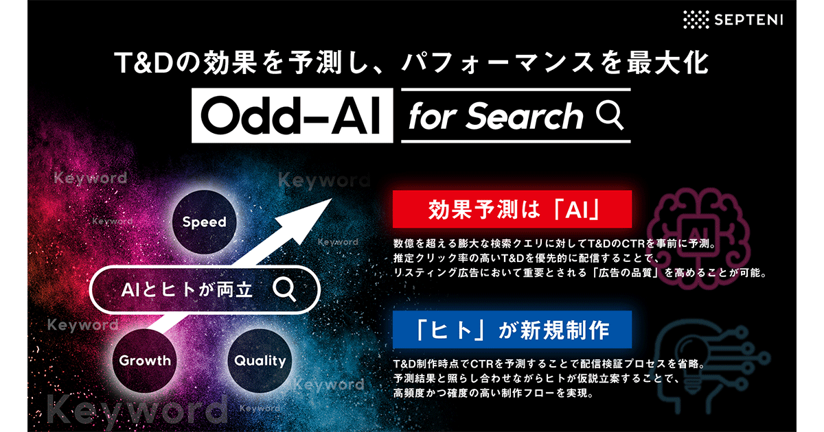Aiによる効果予測を活用した広告テキスト制作ソリューションツール Odd Ai For Search を開発 運用を開始 プレスリリース セプテーニ ホールディングス